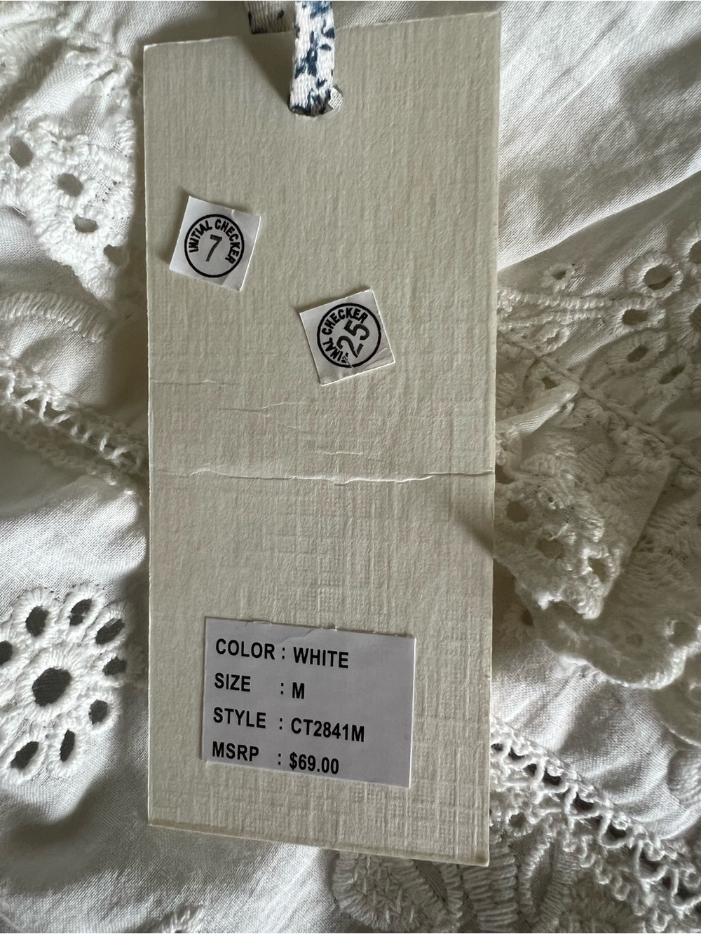 Jennifer & Grace White Eyelet Medium Lace Button-Front Women's 100% Cotton Top - Picture 15 of 15